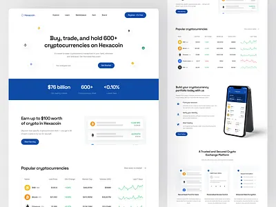 Hexacoin - Crypto Landing Page 💰 app bitcoin coin crypto crypto app crypto landing page design exchange landing page minimal nft ui ux web web3