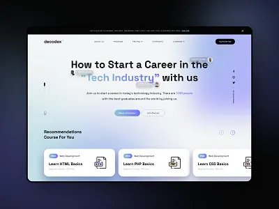 decodex - Coding Bootcamp Landing Page bootcamp coding course graphic design homepage landing page ui uiux user interface web web design website