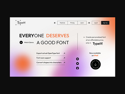 TypeIt! - Font Maker Landing Page creative custom design font font maker font web design graphic design landing page typeface ui uiux user interface web design website website homepage