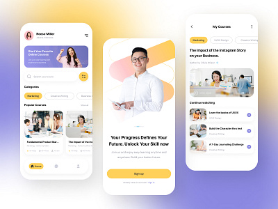 Myskill - Online Course Apps android app apps class course graphic design homepage ios landing page mobile apps mobile design skill ui uiux user interface