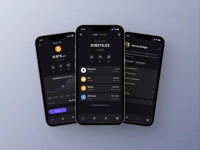 Crypto Wallet App app bitcoin blockchain identity clean ui crypto dashboard interface minimal mobile token ui ux wallet