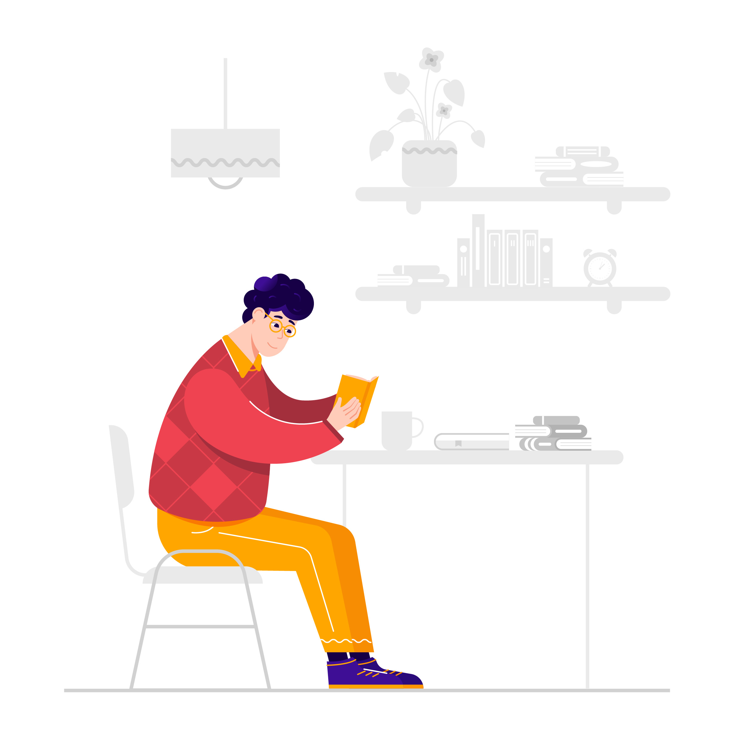 Reading a Book character illustration