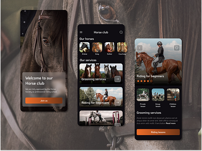 Horse Club App app design application branding dailyui design figma graphic design logo ui