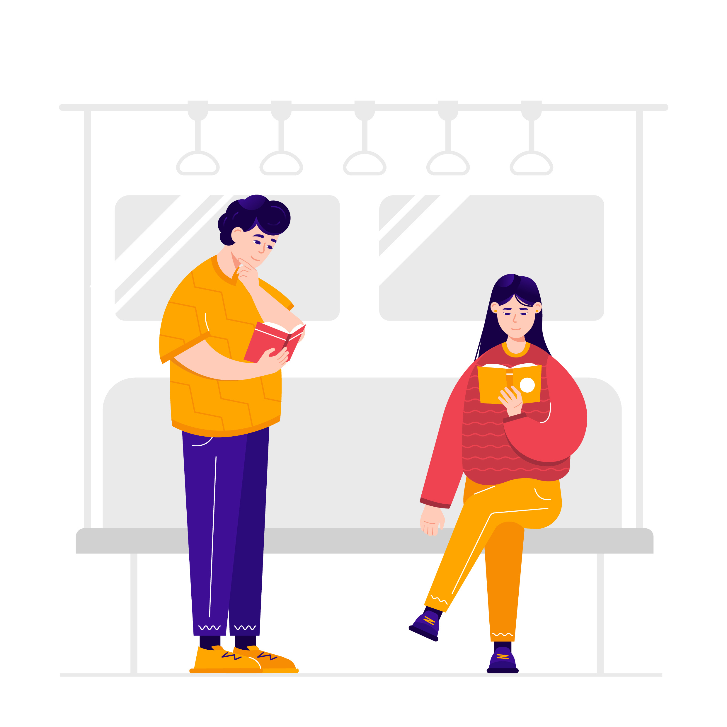 Reading a Book character illustration