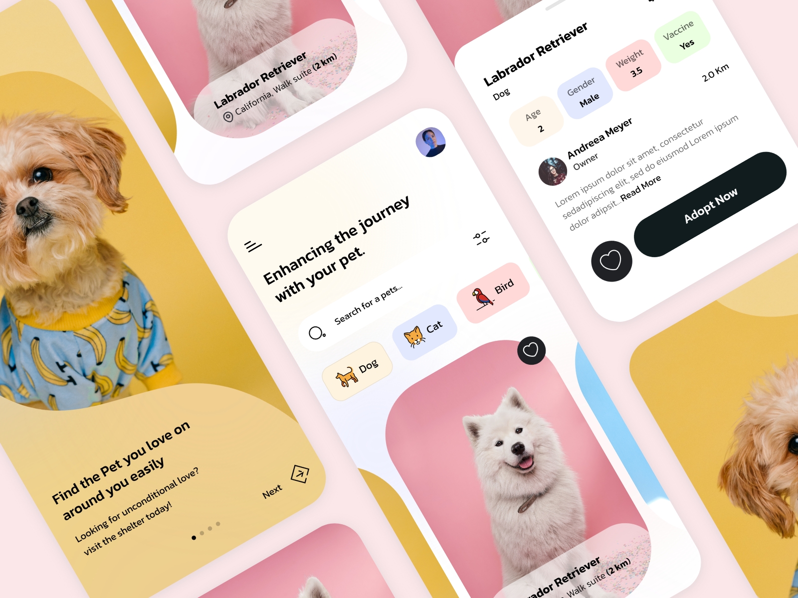 Pet App UI designs themes templates and downloadable graphic