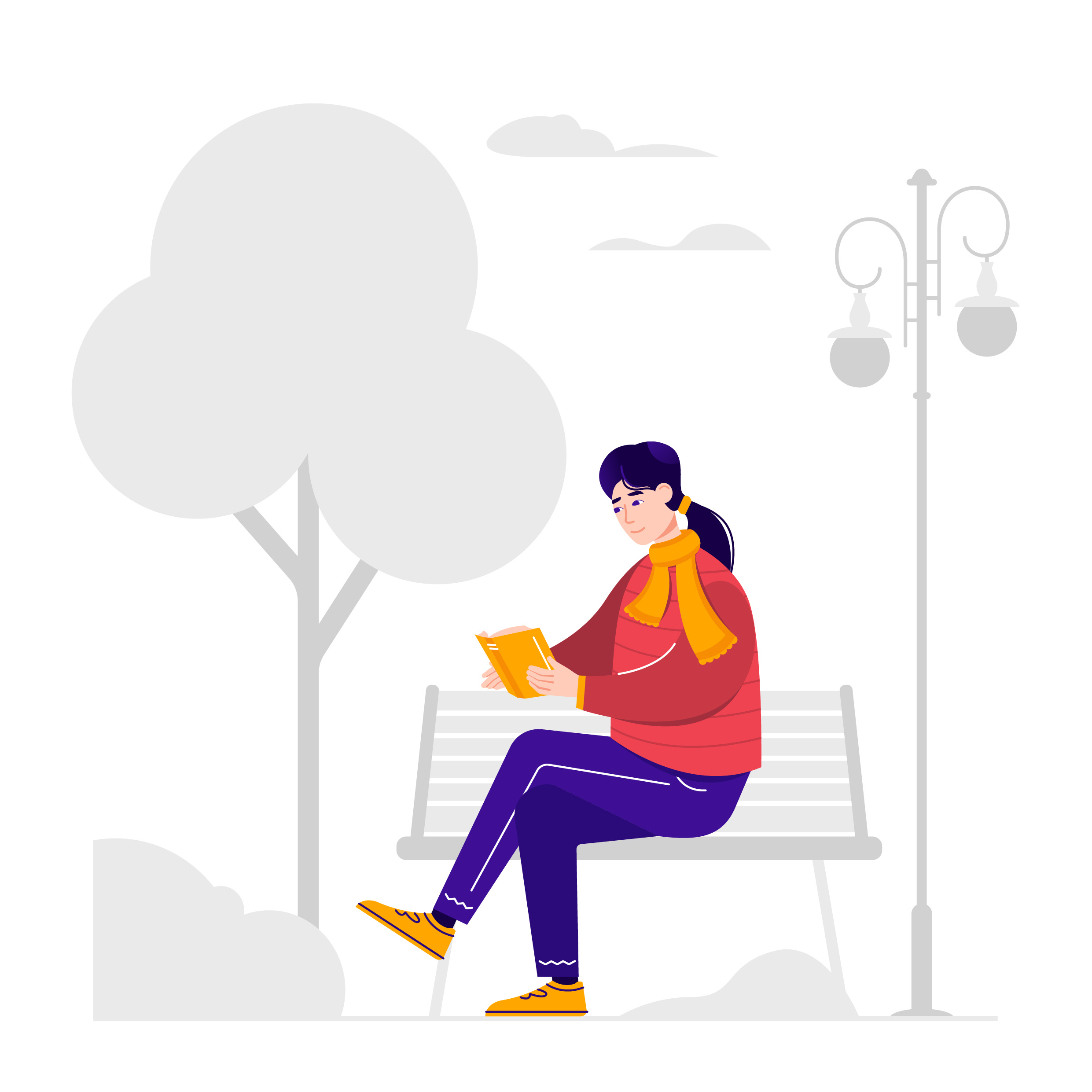 Reading a Book character illustration