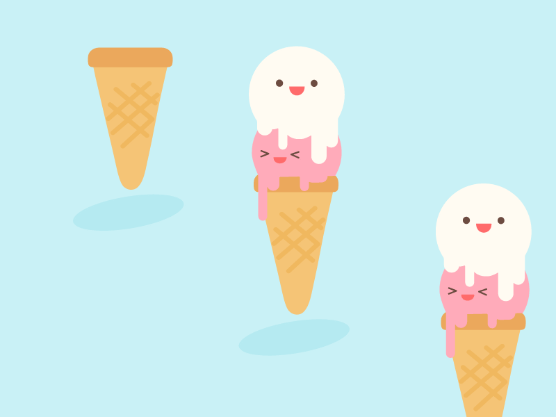 Summertime Ice Cream animation coldtreat cone dessert foodie frozendessert gif icecream icecreamlover illustration kawaii milkshake motion graphics scoops softicecream summertime sundaes sweettooth treatyoself yum