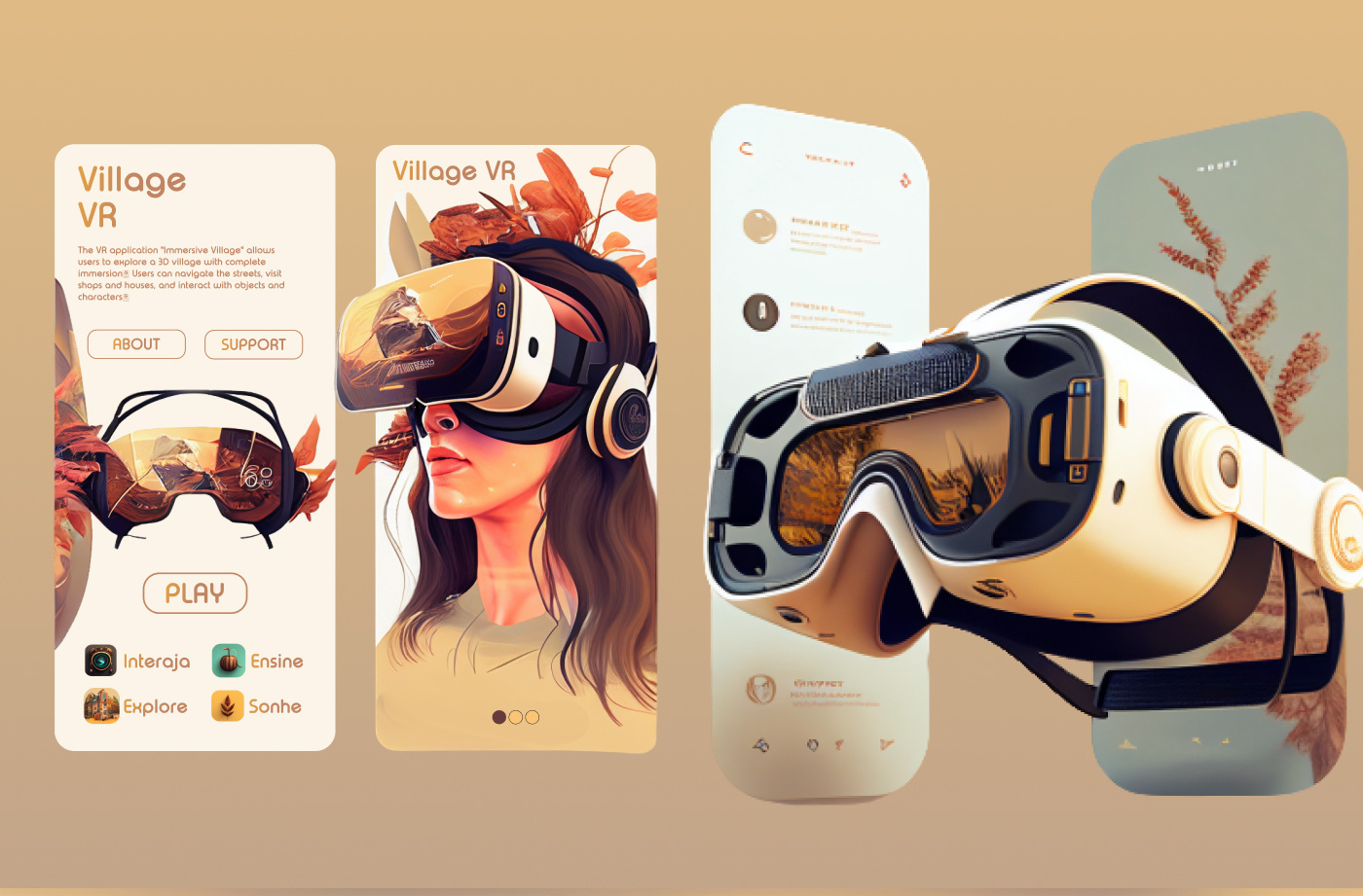 Example of Village VR Headset Mobile App Design UI - Concept