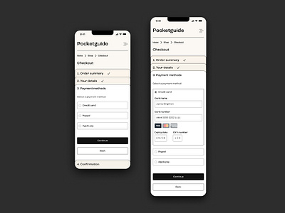 DailyUI #002 | Pocketguide credit card checkout app design checkout checkout form credit card payment dailyui form mobile design product design typography ui ui design ux design web design