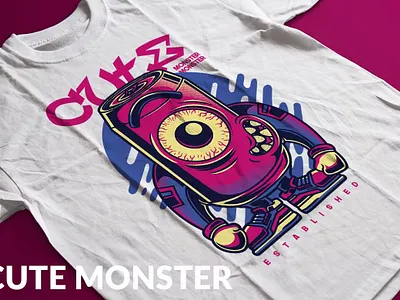 Cute Monster T-Shirt Design Template apparel branding clothing design graphic design graphics for t shirt designs logo realistic t shirt t shirt designs t shirts t shirts with designs tshirt tshirt with design tshirts