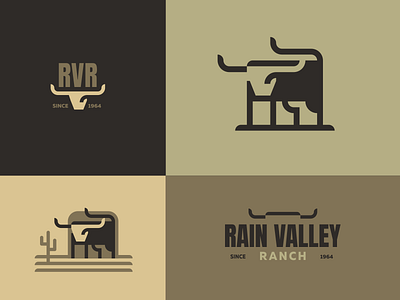 Rain Valley Ranch logo animal brand branding buffalo bull for sale logo mark nagual design valley