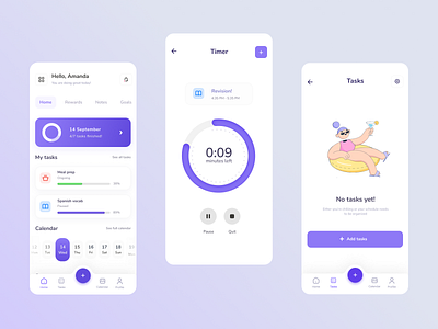 📅💪Tydee: productivity & task management app app design figma mobile mobile app mobile design product design productivity productivity app task app task management tasks timer ui ui design