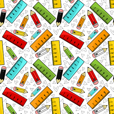 Pencils and Rulers back to school back to school pattern fabric design graphic design illustration school supplies seamless pattern