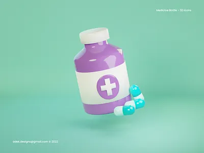 3D Icon Medicine Bottle 3d blender branding design graphic design icon illustration logo ui