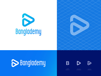 Banglademy banglademy banglademy icon bangldemy logo brand designer brand identity brand minion branding design e learn icon e learning logo gradiant graphic design logo logo color logo designer logodesign play button play icon play logo ui