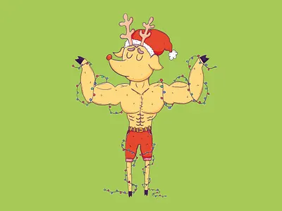 Christmas Deer 2d branding cartoon character design drawing flat funny illustration illustrator logo ui vector