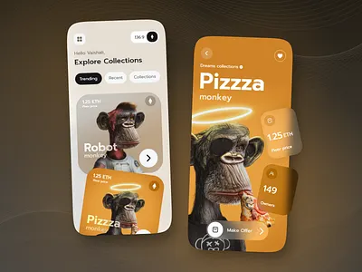 NiftyNest - NFT Art Mobile App app application character design design digital art marketplace mobile app design nft art nft digital art nfts ui ui design uiux ux