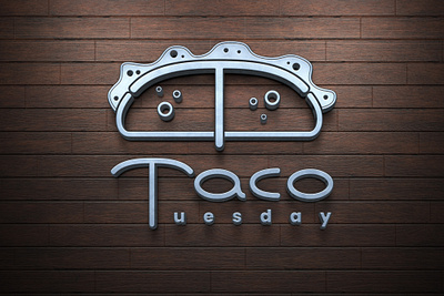 A company selling Tacos and named Tacos Tuesday. 3d logo design 3d mockup logo logo concepts logo design logo designing logo icon concept logo mockup taco logo taco tuesday