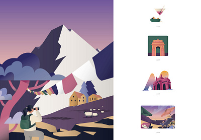 I love to travel app illustration tavel travel illustration ui vector