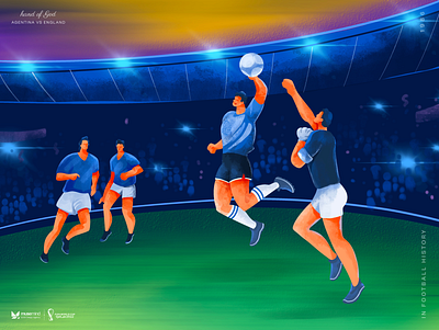 Football Historical Moment - Hand of God art brand agency branding character character design creative fifa world cup qatar football football historical moment footballer graphic design illustration illustrator interaction design motion design people playing sports vector worldcup