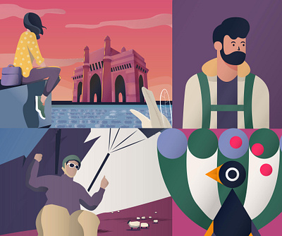 A short escape app backpack illustration paragliding travel travel illustration trekking ui vector