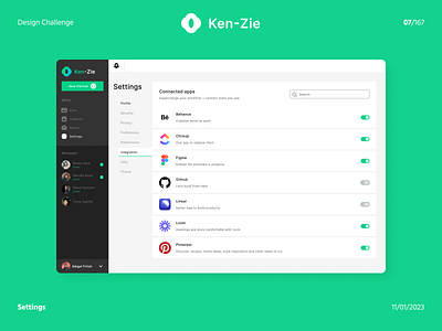 Design Challenge Day 7 | Settings - Ken-Zie design design challenge green ken zie settings settings ui ui ui design ui ux ux