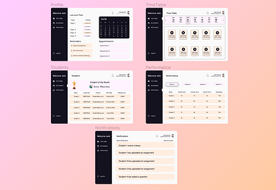 UI for Teacher's dashboard branding graphic design ui