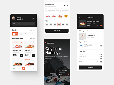 Shoe Avenue - Shoes Marketplace Mobile App cart checkout clean market marketplace mobile app online shop shoe shoe shop shoe store shopping size sport ui ux