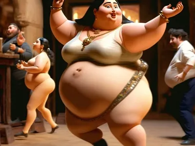 Fat lady doing belly dance 3d art design digital design graphic design