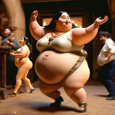 Fat lady doing belly dance 3d art design digital design graphic design