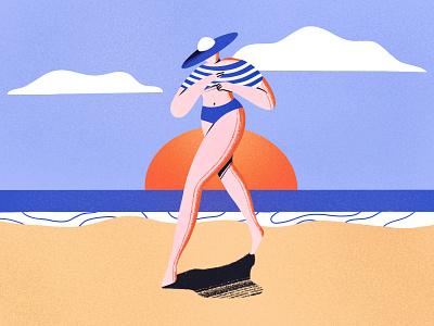 Beach time art beach character character design design girl illustration modern procreate sea summer vacation