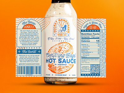 Everything Bagel Hot Sauce Label bagel bottle design everything everything bagel hot sauce food bottle food label handshake heatonist hot sauce label label design packaging packaging design sauce secret