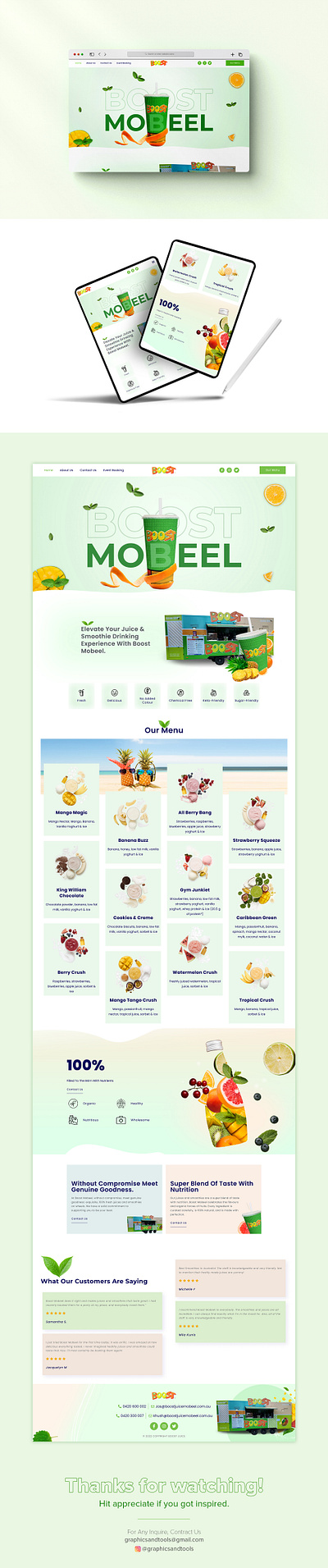 Boost Mobeel Juice | Landing Page Ui-Ux branding design figma graphic design illustration juicewebsite landing page photoshop typography ui uidesign uiux ux uxdesign website websitedesign