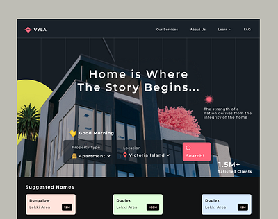 VYLA HOMES branding design graphic landing page real estate ui web design website