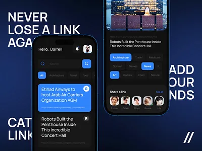 Link Management Mobile IOS App android animation app app design application dark theme dashboard design interface ios link list management mobile mobile app mobile ui search ui uiux ux
