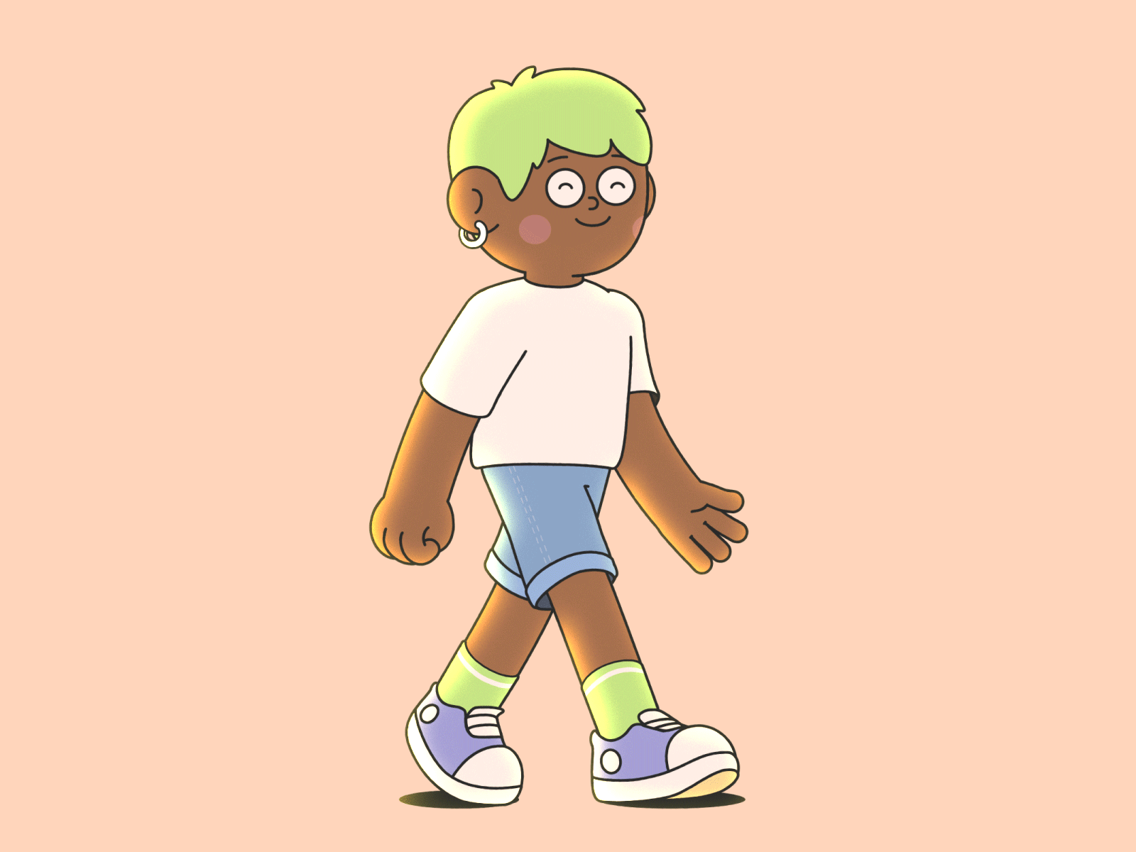 XIAOLI ae animation character illustration motion walk