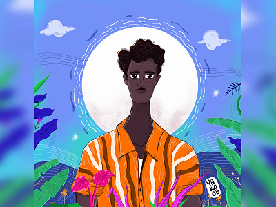 Man apple art blue character colors concept digital dribbbleshot forest green illustration ipad man plants procreate wild