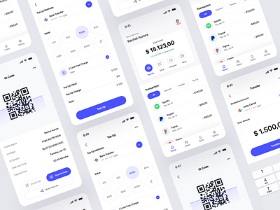 Digital Wallet Mobile App app app design appdesign bank design mobile mobileapp money money app money transfer qr qrcode scan send money transaction transfer ui wallet wallet app