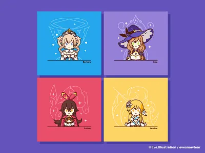 Genshin Impact Compile Characters. character characters cute dribbble evesnowtear flat genshin genshin impact icon illustration vector