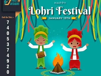 Happy Lohri Festival branding design graphic design illustration logo post soicalmedia ui ux vector