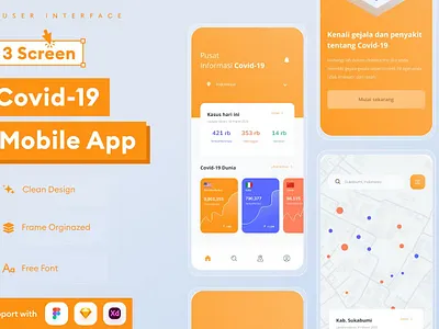 Covid-19 Mobile App abstract android app app design application clean design for app display ios mobile mobile app mobile app design mobile app design mobile apps realistic screeen simple ui ux website