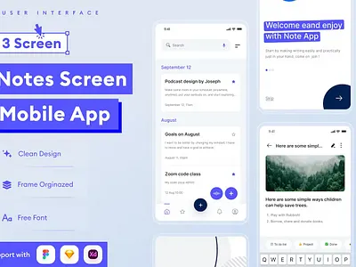 Notes Mobile App abstract android app app design application clean design for app display ios mobile mobile app mobile app design mobile app design mobile apps realistic screeen simple ui ux website