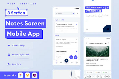 Notes Mobile App abstract android app app design application clean design for app display ios mobile mobile app mobile app design mobile app design mobile apps realistic screeen simple ui ux website
