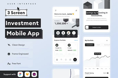 Investment Mobile App abstract android app app design application clean design for app display ios mobile mobile app mobile app design mobile app design mobile apps realistic screeen simple ui ux website