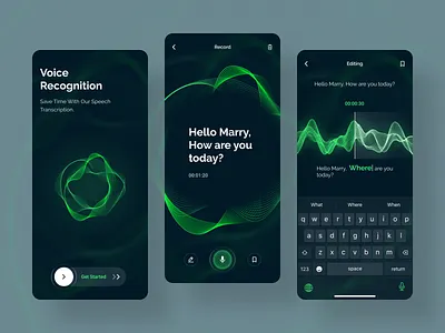 Smart Voice Recognition App app design artificial intelligence mobile app mobile app design mobile design mobile ui recognition smart trendy design ui ui design uidesign user experience user interface ux virtual assistant voice assistant voice human recognition voice recognition voice search