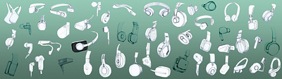 Headphones sketches design graphic design headphones illustration industrial design photoshop sketches