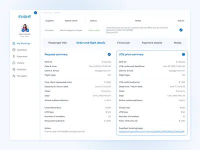 Manager CRM for premium flights booking platform design adaptive admin panel airlines booking branding landing business crm flights fly fly ticket homepage minimal plane postmark ticket travel travel tourism ui ux web
