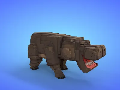 Voxel African Animals - Hippo - Game Asset 3d 3d model african animal animals animated fantasy game asset game dev hippo isometric lowpoly magicavoxel savanah voxedit voxel voxel art voxels