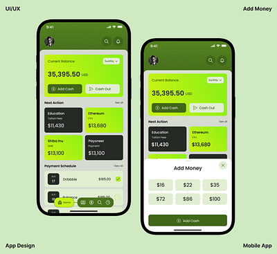 Cash-Finance App for Mobile bankingapp budgetapp cashapp cryptoapp darkmodeui expensetracker financeapp fintechui minimaldesign mobileappdesign moneytracker neumorphism personalfinance savingsapp uiux walletapp