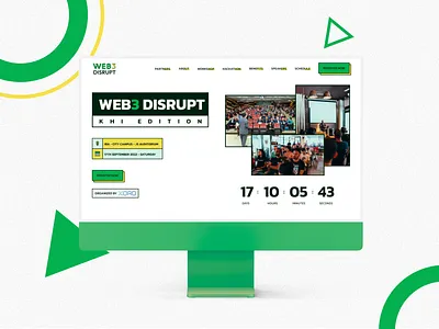 Web3 Disrupt - Web3 Conference Landing Page animation blockchain branding conference crypto design disrupt event graphic design illustration landing page light theme logo mobile responsive ui uiux web3 website